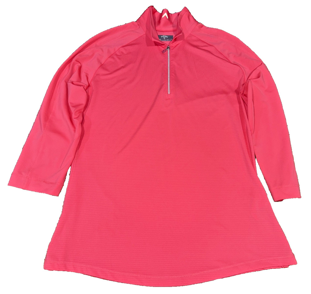 Callaway Women's Long Sleeve Quarter-Zip Top in Coral Pink
